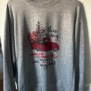Gray Christmas Graphic Sweatshirt